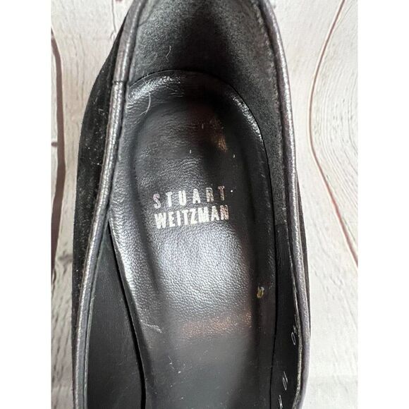 STUART WEITZMAN black suede leather bow high heel pump classic shoes size 10 - Picture 3 of 12